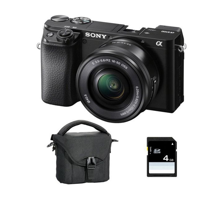 Hybride Sony appareil photo hybride alpha 6100 noir + 16-50 + sac + sd 8 go