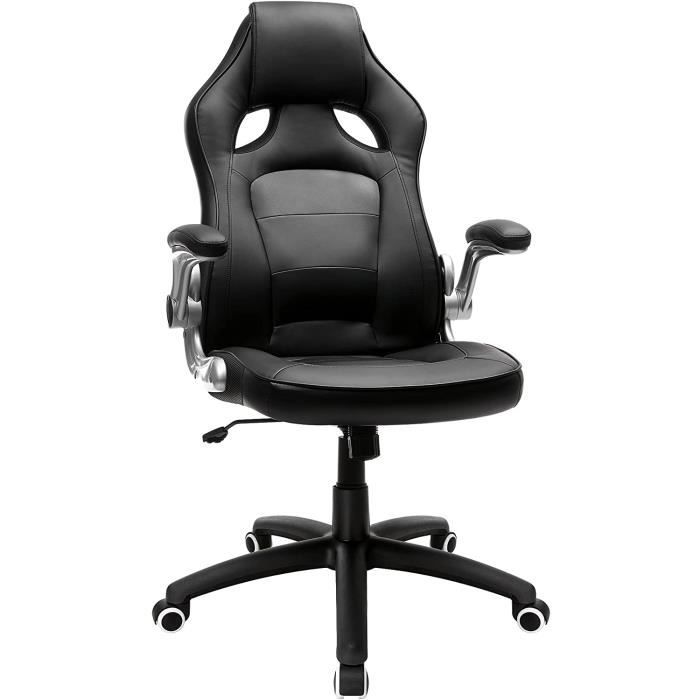 Chaise d'ordinateur NORIS avec un Design Gamer sublime, Revêtement en Cuir,  Utilisation Professionnelle 8h, Blanc 