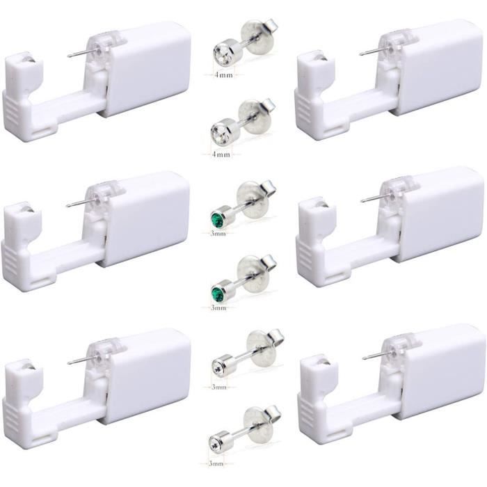 Kit De Perçage D'oreilles Jetable - Lot De 2 Pistolets Avec Boucles En Acier Inox, Stériles