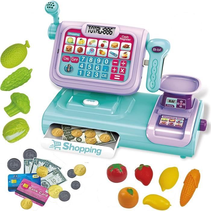 Caisse Enregistreuse Jouet Enfant Luxe Avec Scanner - 40+ Accessoires, Bois Et Plastique, Sons Et Lumières