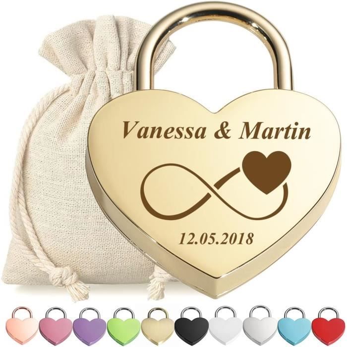 Polar-effekt Together Forever Lucchetto Dell'Amore In Alluminio Oro | Incisione Laser Personalizzata Su 2 Lati - 2