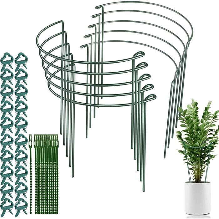 Lot De 6 Tuteurs Pour Tomates - Hauteur 76 Cm, 3 Anneaux Réglables - Pour Plantes Grimpantes En Pot Ou En Pleine Terre