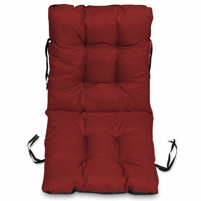 Coussin Dossier pour Chaise Longue Siège Banc de Jardin - Rouge foncé - 48x96 cm - Imperméable