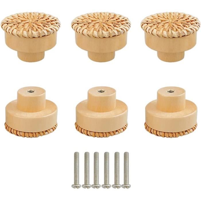 En Bois TERF® Lot De 4 Boutons De Porte Traditionnels En Bois De Pin Non Laqué, 50 Mm Avec Boulon Et Insert En Bois Pour Commode, Tiroir, Placard, Cuisine, Porte,Pour Une Utilisation