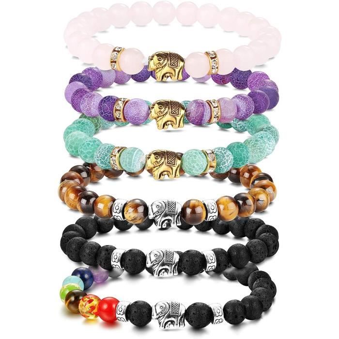 Senteria Lot De 3 à 6 Bracelets De Perles De 8 Mm Pour Homme