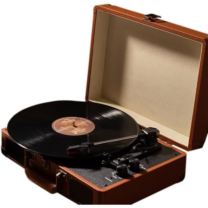 Yadoo Haut-Parleur Bluetooth Gramophone Vintage Portable - Tourne-Disque Vinyle Avec Platine, Phonographe Rétro Pour Smartphone, Tablette Et PC