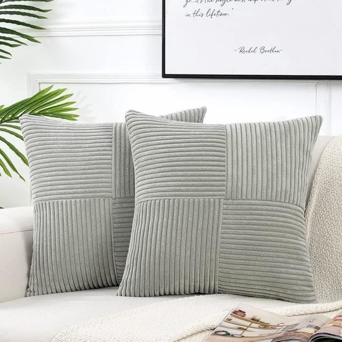 Topfinel Lot 2 Housse de Coussin Gris 40x60 cm pour Salon Canapé en