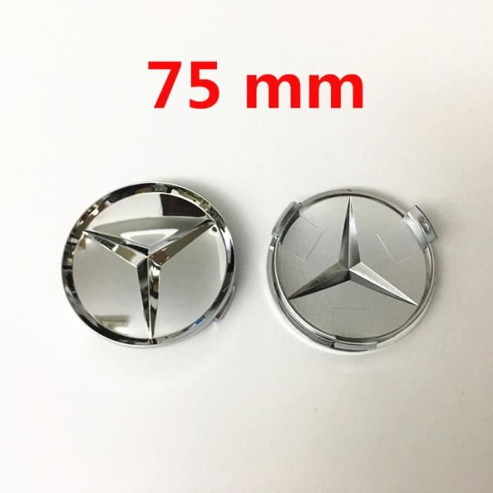 Lot de 4 centre de roue cache moyeu Rouge Remplacement pour Mercedes Benz 75mm( Argent Brillant )