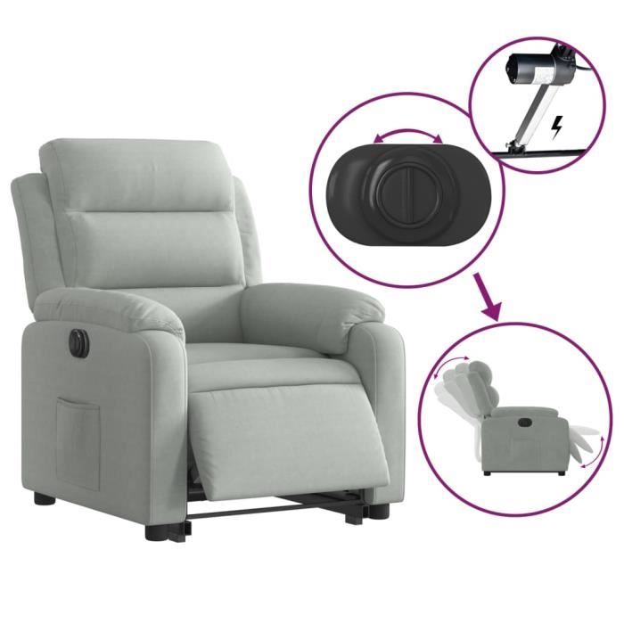 Fauteuil Relax Buckingham Gris Clair - Dossier Inclinable 3 Positions, Accoudoirs - Pour Bureau, Salon Ou Chambre
