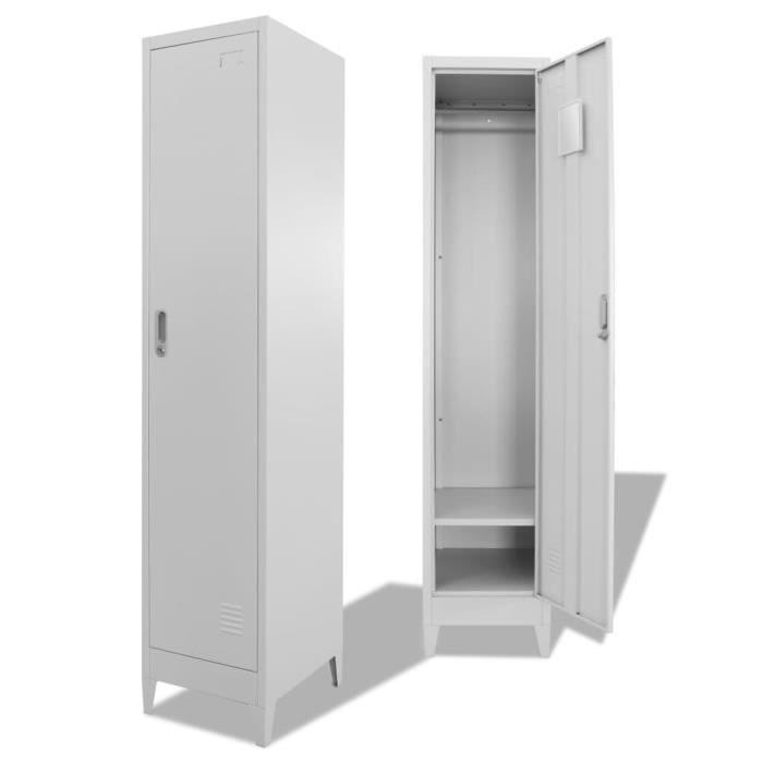 Armoire à casiers - VIDAXL - 38 x 45 x 180 cm - 1 porte - Miroir - Gris