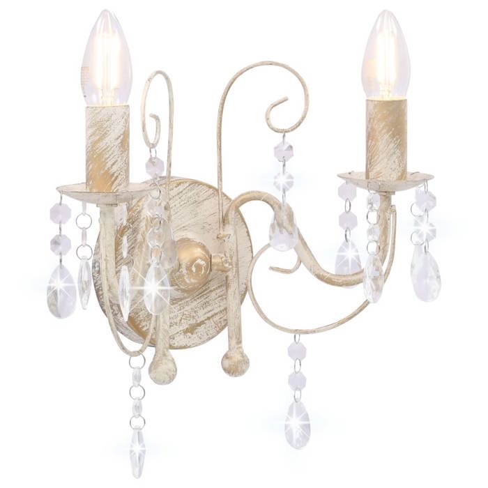 vidaXL Applique Murale à Perles Antique 2 Ampoules Lampe Murale Lumière Eclairage Salon Bureau Salle à Manger Chambre Maison 281590