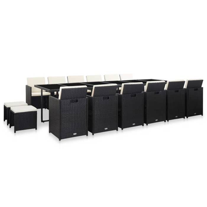 vidaXL Salon de jardin 17 pcs avec coussins Résine tressée - vue 2