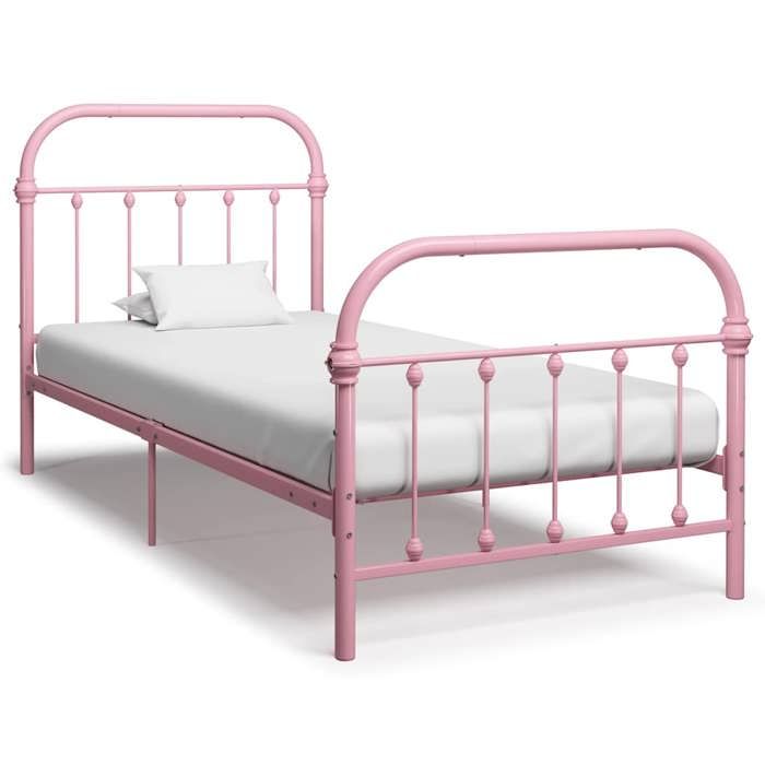 vidaXL Cadre de lit sans matelas rose métal 90x200 cm 284510