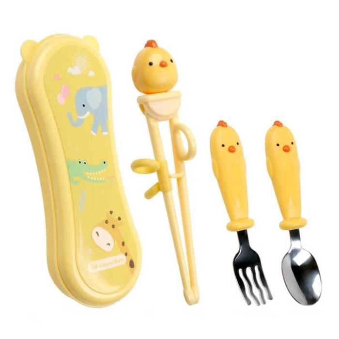 1 Set Formation Vaisselle Durable Dessin Anime Mignon Poussin Pratique Cuillere Fourchette Apprentissage Ustensiles Repas Bebe Cdiscount Puericulture Eveil Bebe