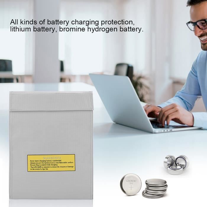 Sac Ignifuge 2 Pièces Pour Batteries Lithium - Porte-documents étanche, Protection Jusqu'à 1000°C, 18x23 Cm