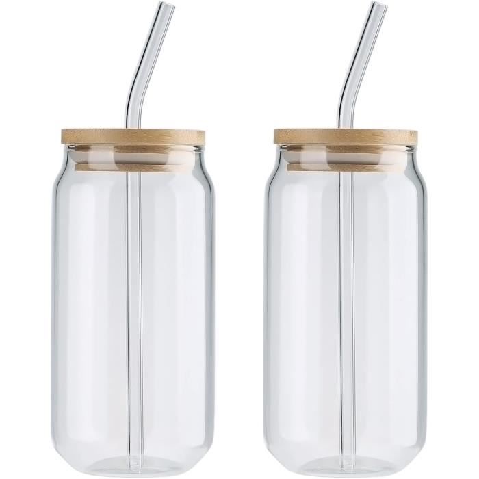 Ensemble de 2 verres à boire verres en forme de canette de 13 oz avec couvercle et paille tasses en forme de canette verres à