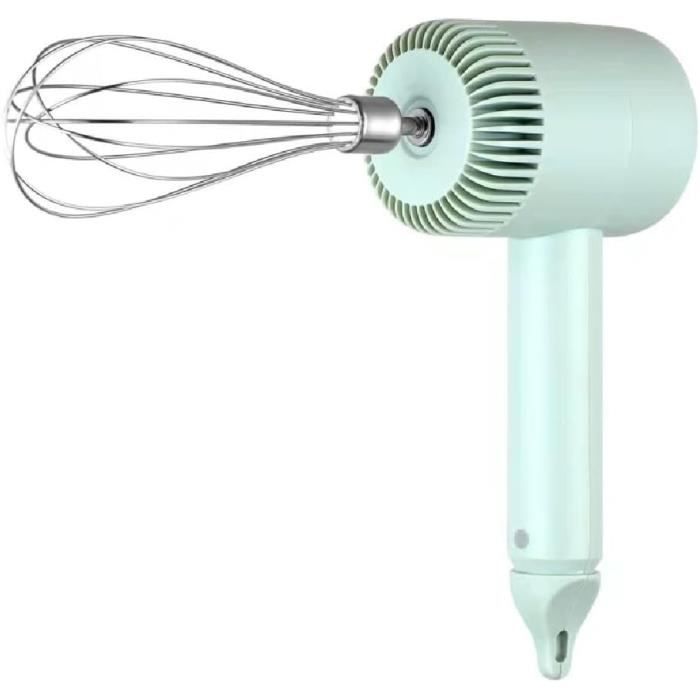 Batteur à Main Électrique Sans Fil - 3 Vitesses - Rechargeable USB - 2 Fouets Acier Inox - Pour Cuisine