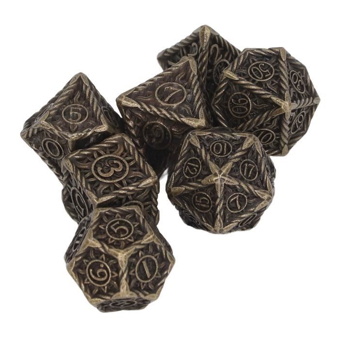 WER Ensemble de dés en métal, jeu de table dés Multi - facettes (Jaune
