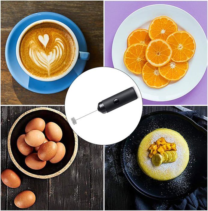 Mousseur à Lait électrique pour Café, Café au Lait, Cappuccino, Chocolat Chaud, Mini Fouet en Acier Inoxydable, Moteur Extra Fort et Alimenté par Mousseur à Lait électrique pour Café, Café au Lait, Cappuccino, Chocolat Chaud, Mini Fouet en Acier Inoxydable, Moteur Extra Fort et Alimenté par