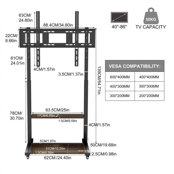 Meuble TV Industriel 140cm Pour TV 60 Pouces - Marron Rustique Avec Rangement Et Étagères Réglables