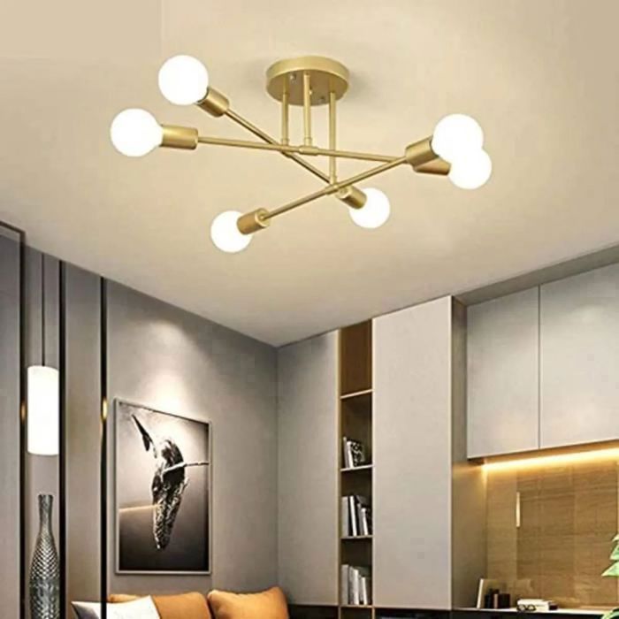 Lustre Plafonnier Hofstein 6 Branches Noir - Métal Moderne - Pour Salon, Chambre, Couloir