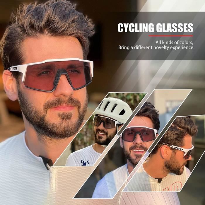 KAPVOE Lunettes Photochromiques Lunette Cyclisme Homme Femmes Velo Route  Soleil Sport VTT Running Course a Pied Base-ball Golf Football Protection :  : Sports et Loisirs