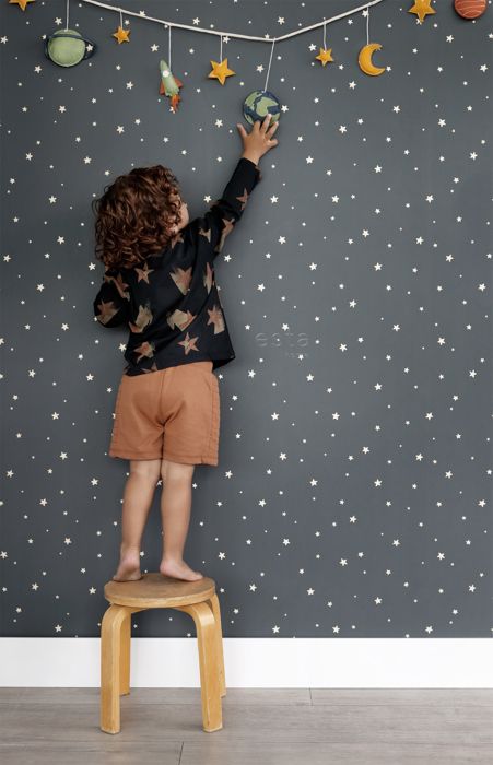 Papier Peint étoiles Lumineuses Dans Le Noir – Taupe, AS CREATION 324402, Effet Nuit