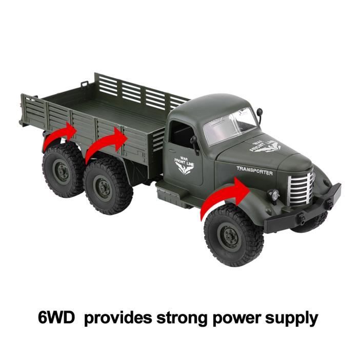 Camion Militaire RC JTLB – 4 Canaux – Tente Amovible – Lumière – OD Vert – Dès 6 Ans