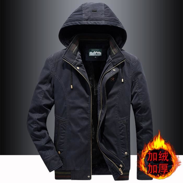 Blouson Homme Doublee Polaire Hiver Chaude Travail Extérieur avec Capuche -  Kaki Kaki - Cdiscount Prêt-à-Porter