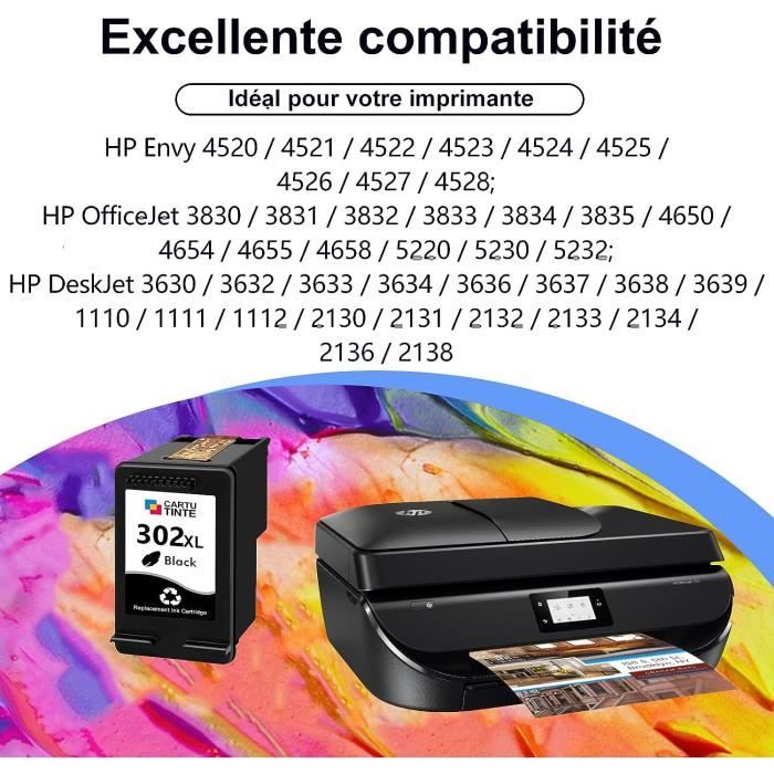 2 Cartouches d'encre Compatible pour HP 302 XL 302XL Compatible pour  DeskJet 3639 3637 3630 2130 1110 Envy 4527 4525 4522 4520 4521 - Cdiscount  Informatique
