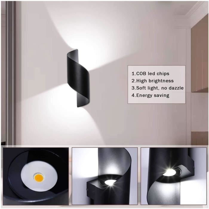 Applique Murale LED Extérieure Avec Détecteur De Mouvement 8W - Étanche IP66 - Lumière Blanche Chaude 2800-3200K - 6