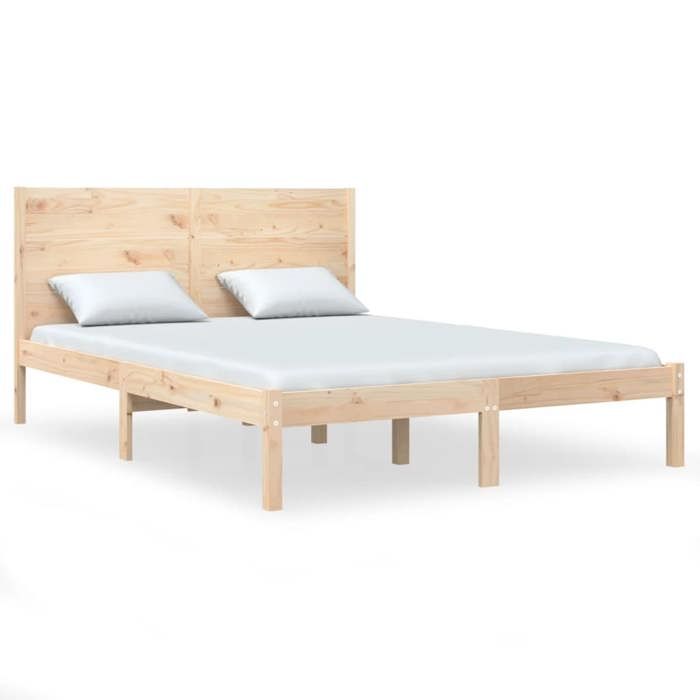 Cadre De Lit Au Sol Avec Tables De Nuit Intégrées - 160x200 Cm, Pin Massif - Style Japonais Minimaliste