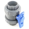 Vanne PVC pour piscine - JARDIBOUTIQUE - Diamètre 50 mm - Bleu - Double union-2