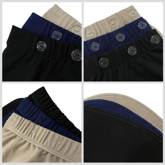 Extenseurs De Pantalon Grossesse - Lot De 3 | Ajustables, Élastiques | Noir, Bleu, Kaki | Confort Ventre