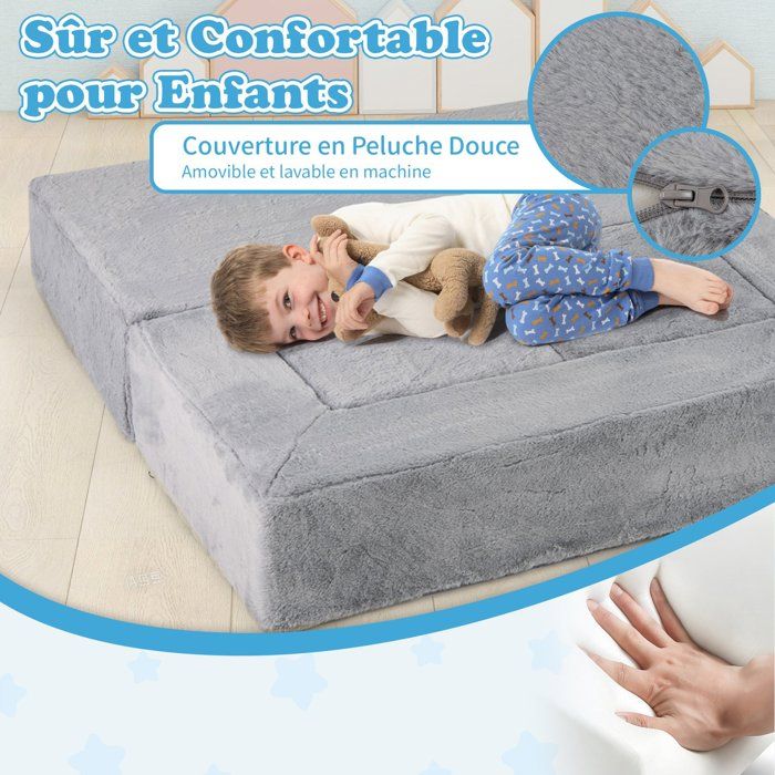 COSTWAY Canapé Modulaire pour Enfants 3 Pièces Convertible