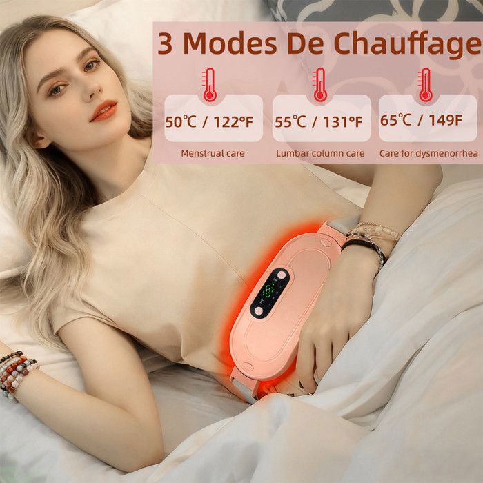 Coussin Chauffant Sans Fil Rechargeable - 6 Niveaux Chaleur, 6 Modes Massage, Minuterie 30 Min - Pour Douleurs Règles, Dos
