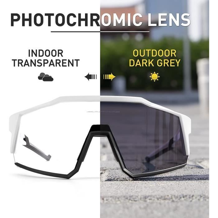 KAPVOE Lunettes Photochromiques Lunette Cyclisme Homme Femmes Velo Route  Soleil Sport VTT Running Course a Pied Base-ball Golf Football Protection :  : Sports et Loisirs