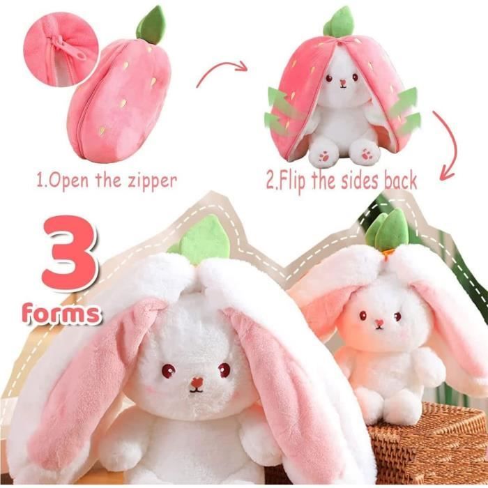 Lapins Muppet Jouets Carottes Réversibles Fraises Lapin Oreiller Peluche  Poupée Pour Garçons Filles