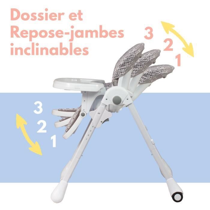 Chaise Haute Bébé Bambisol Évolutive - 6 Hauteurs, Pliable, Compacte - Harnais 5 Points - Vert Tilleul