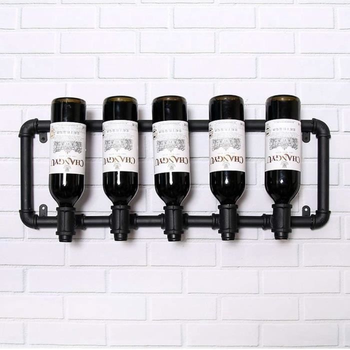 Porte-bouteilles de vin mural en métal avec porte-verre à vin, pliable