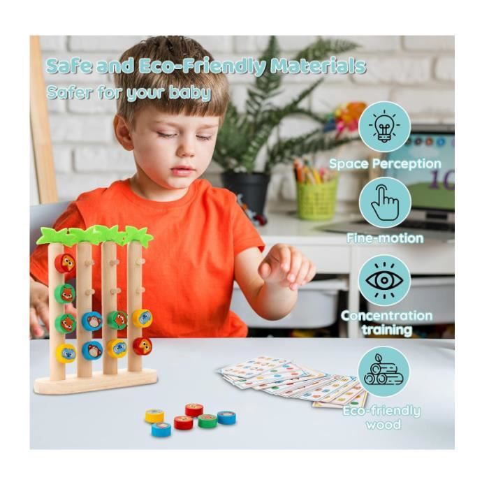 Puzzles en bois pour les tout-petits Bébé Age 2 3 4 ans Apprentissage  Couleur Perception Empilage Blocs de bois Garçon et fille Cadeaux  d'anniversaire