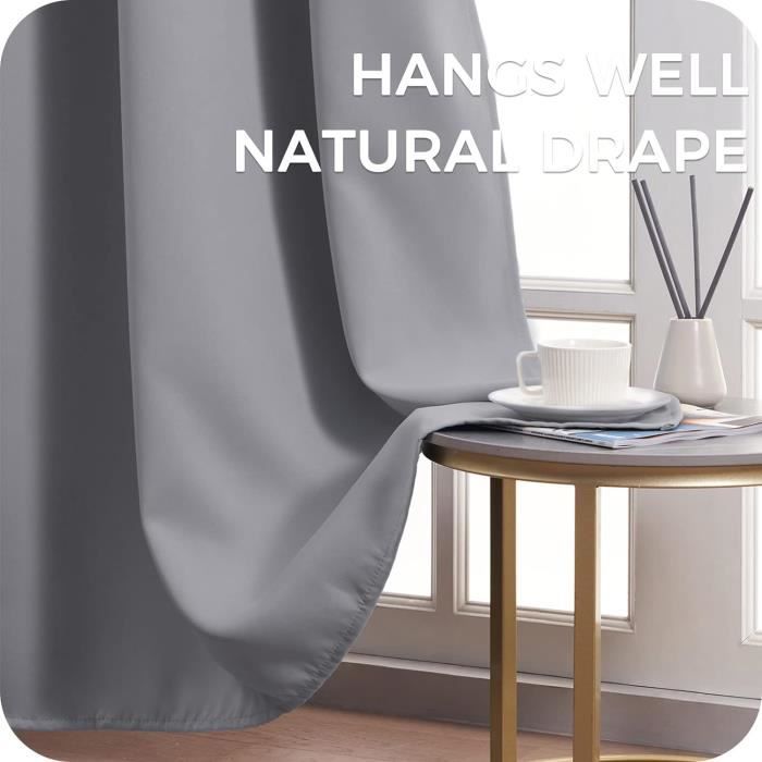 Rideau Anti-bruit Et Isolation Thermique - Taille 105x145 Cm - Tissu Polyester 225 G/m² - Œillets Inox - Couleur Marron - 5