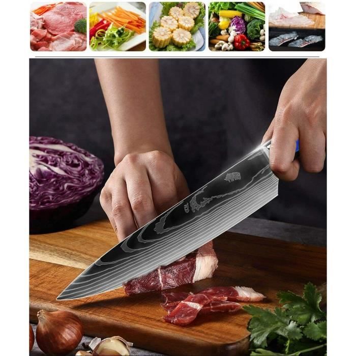 10PCS Couteaux Chef Set Ultra Sharp Couteaux japonais en acier inoxydable  pour cuisine polyvalente Couteau de cuisine professionnel - Cdiscount Maison