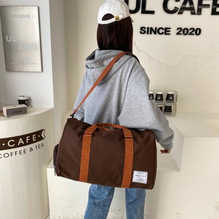 Sac De Voyage 39L Avec Compartiment à Chaussures - Pour Week-end, Sport, Cabine - Beige, Bandoulière Réglable - 9