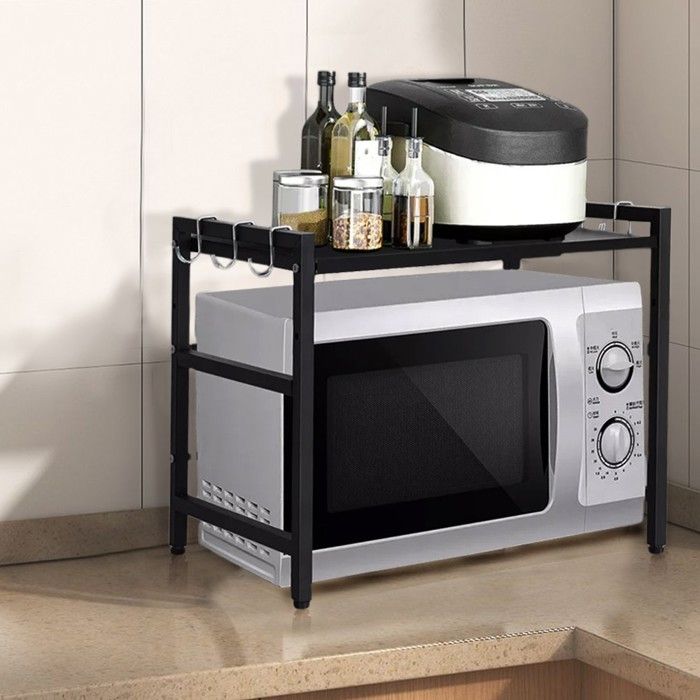 Support En Bois à 2 Niveaux Pour Micro-ondes Et Grille-pain - Étagère De Rangement Cuisine