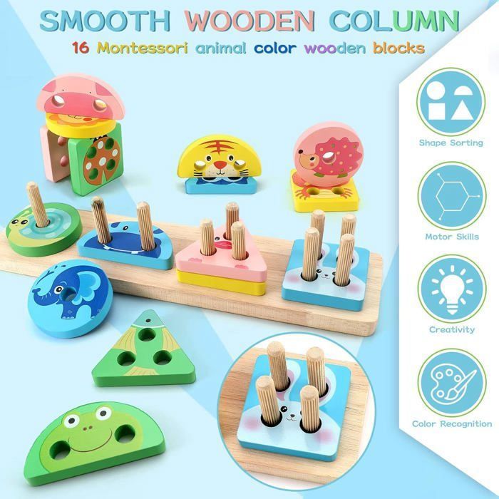 Jouets Puzzle en Bois Montessori 3 Ans,Jouet Empilable en Bois pour ...