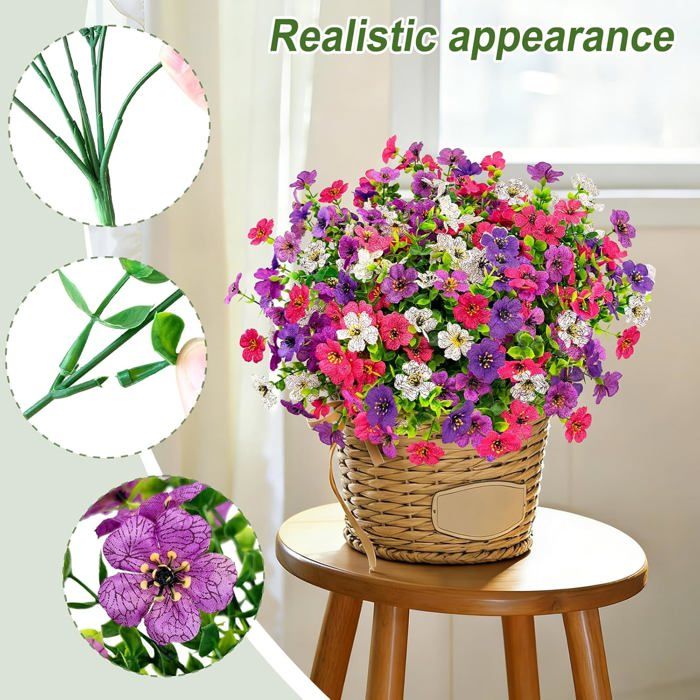 6x Fleur artificielle, géraniums artificiels, fleurs en soie pour l' extérieur, fleurs 6x Fleur artificielle, géraniums artificiels, fleurs en soie pour l' extérieur, fleurs
