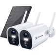 COCOCAM Lot de 2 Caméra Surveillance sans fils 2K 3MP Wifi Solaire Extérieure avec Batterie Rechargeable et 1 Panneau Solaire-0
