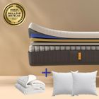 EMMA | Pack Matelas Hybride II 160x200 + 2 Oreillers Nuage Essentiel + Couette | Mémoire de Forme+Ressorts | MEILLEUR CHOIX Emma