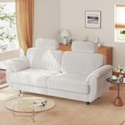 PATBRELA Canapé 2 Places en Velours côtelé Beige,tétières confortable amovibles ,10% agrandissement profondeur,pieds en bois,190×81×100CM